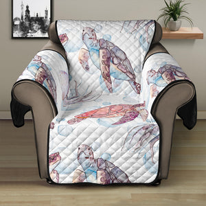 Watercolor sea turtle jellyfish pattern Recliner Cover Protector