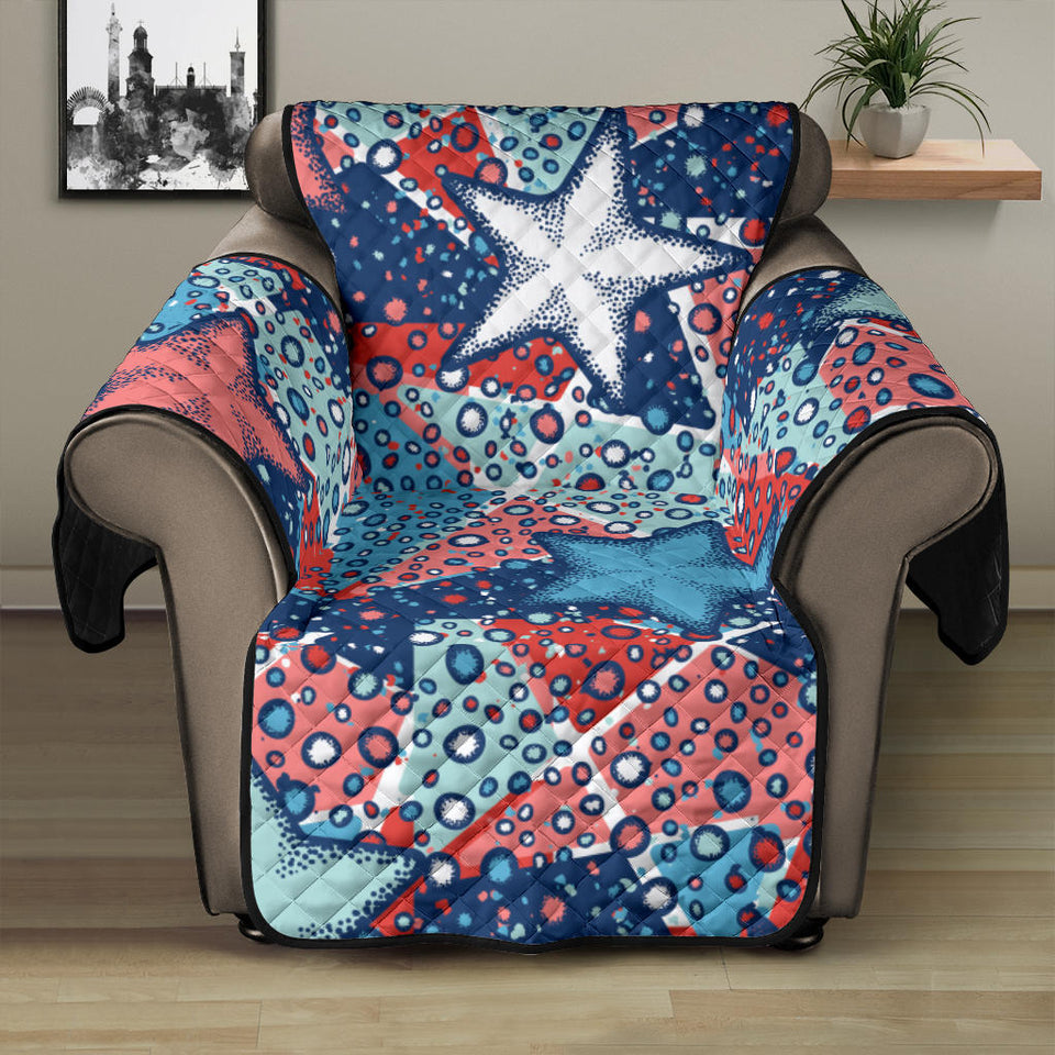 Hand drawn colorful starfish Recliner Cover Protector