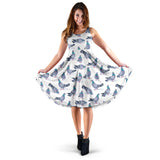 Pigeon Pattern Print Design 03 Sleeveless Midi Dress