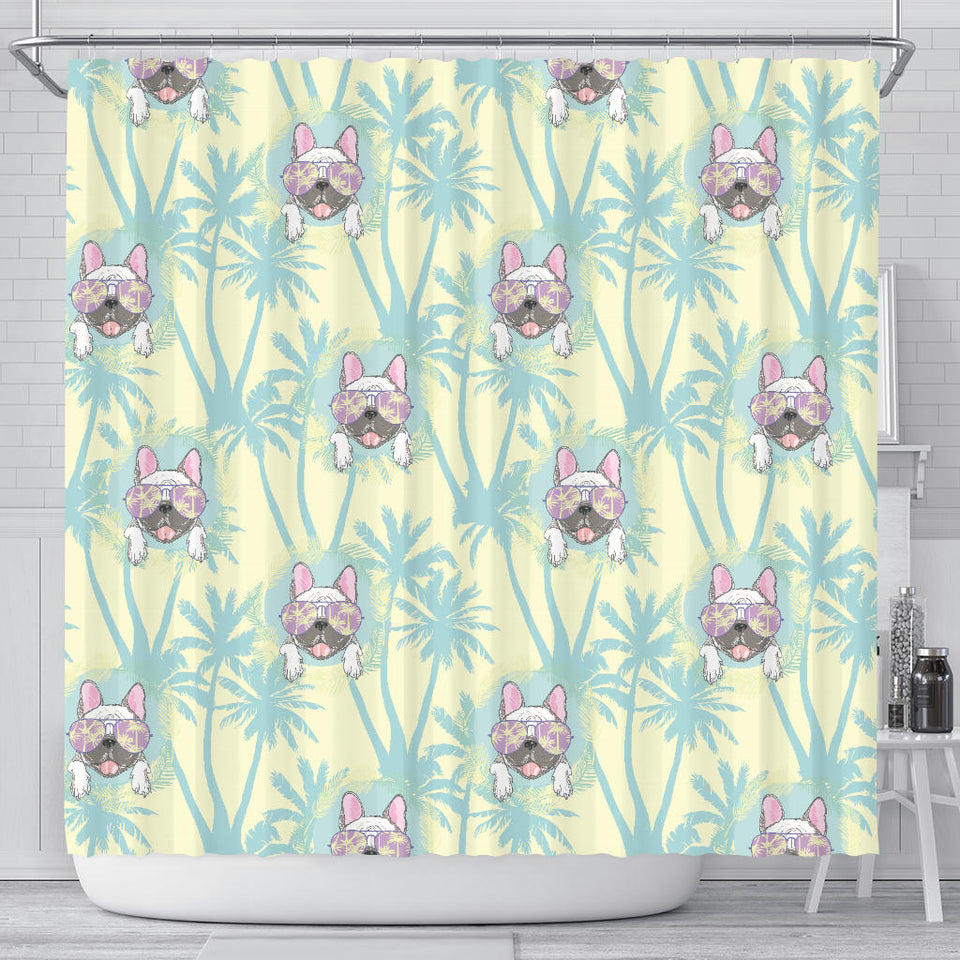 French Bulldog Hawaii Blackground Shower Curtain Fulfilled In US