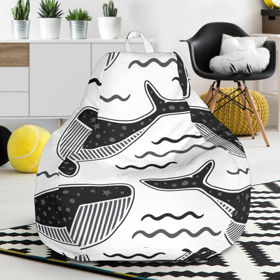 Black Whale Pattern Bean Bag Cover