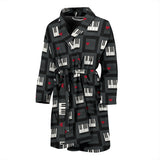 Piano Pattern Print Design 05 Men's Bathrobe