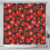 Tomato Black Background Shower Curtain Fulfilled In US