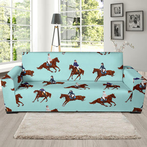Horses Running Horses Rider Pattern Sofa Slipcover