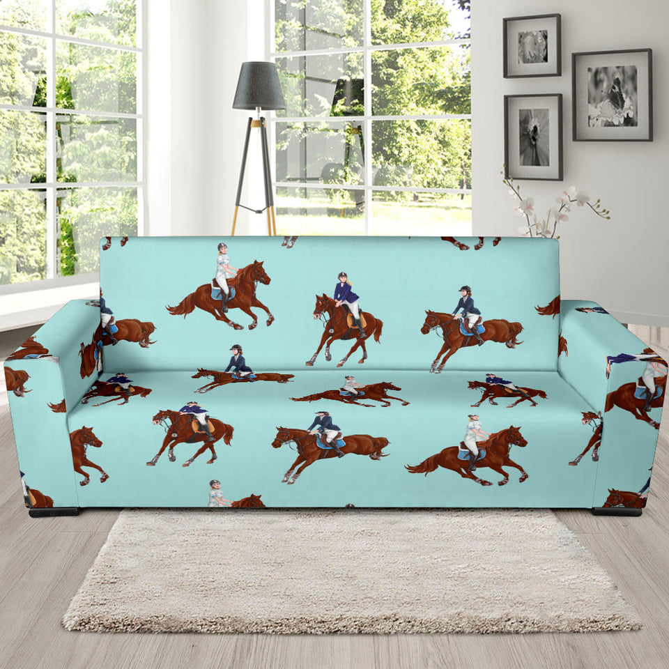 Horses Running Horses Rider Pattern Sofa Slipcover
