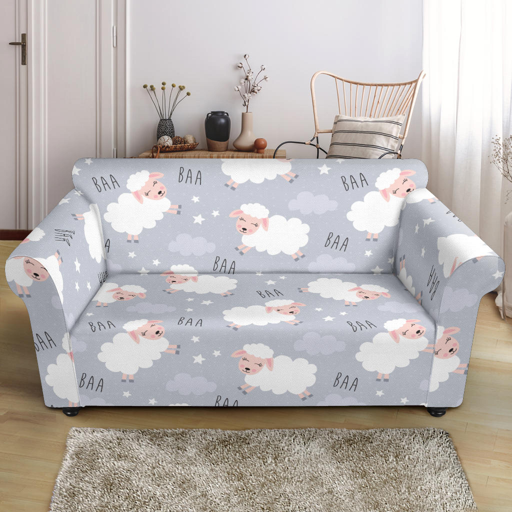 Sweet Dreams Sheep Pattern Loveseat Couch Slipcover