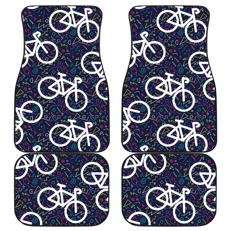 Bicycle Pattern Print Design 03 Front and Back Car Mats