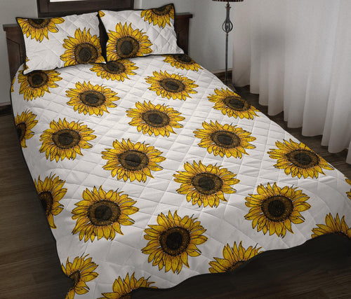 sunflowers design pattern Quilt Bed Set
