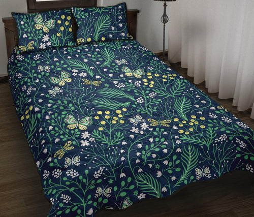butterfly leaves pattern Quilt Bed Set