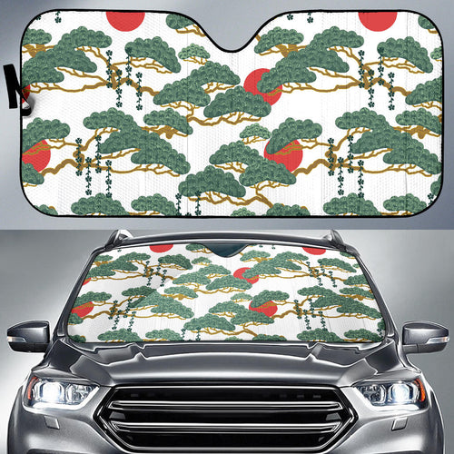 Bonsai Red Sun Japanese Pattern Car Sun Shade