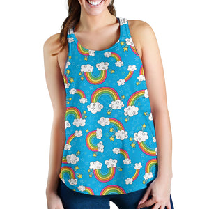 Rainbows Sky Clouds Pattern Women Racerback Tank Top
