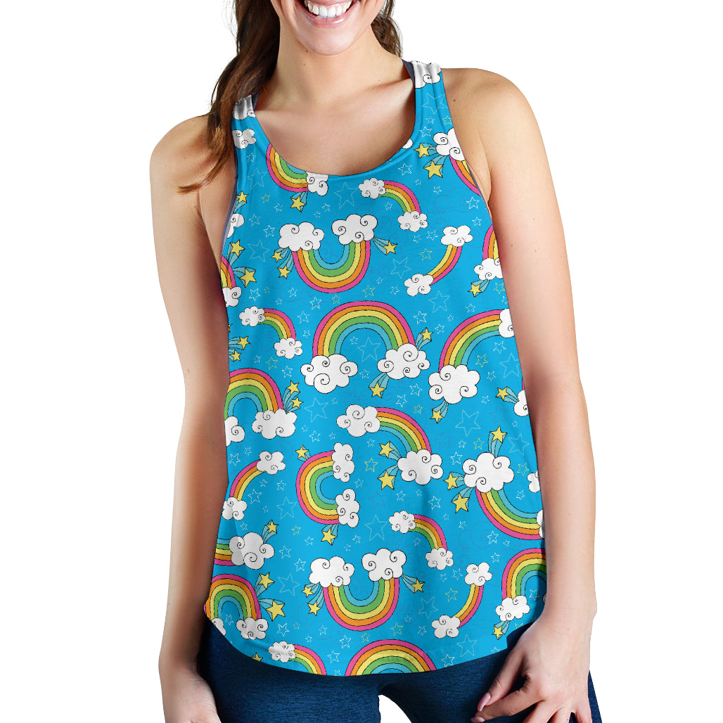 Rainbows Sky Clouds Pattern Women Racerback Tank Top