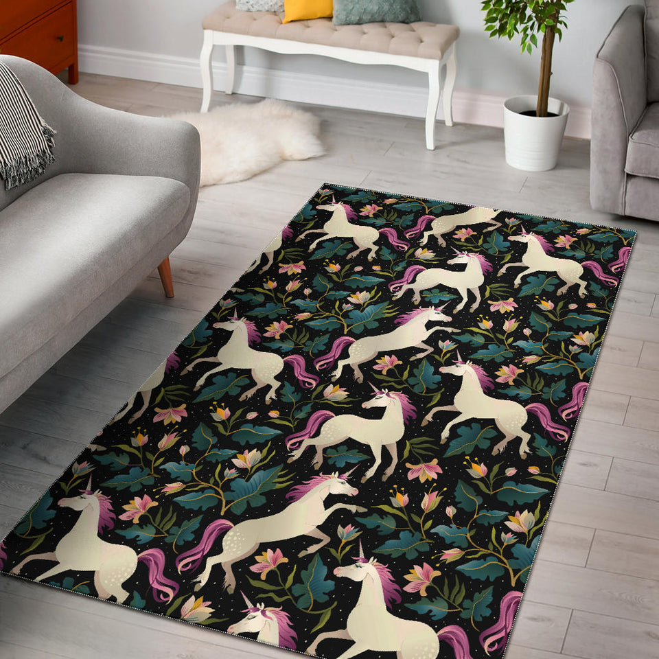 Unicorns Forest Background Area Rug