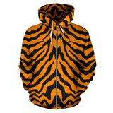 Bengal Tigers Skin Print Pattern Zip Up Hoodie