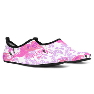 Pink Flamingo Flower Pattern Aqua Shoes