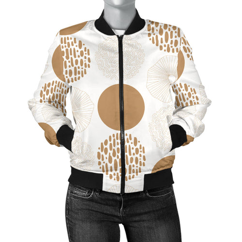 Gold Texture Mushroom Pattern Women'S Bomber Jacket