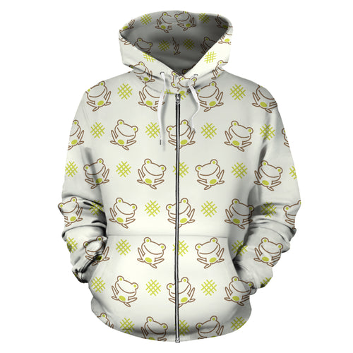 Cute Cartoon Frog Baby Pattern Zip Up Hoodie