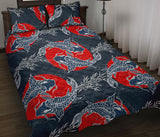Koi Fish Carp Fishs hand drawn japanese art Quilt Bed Set