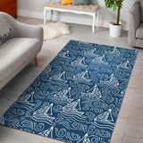 Hand Drawn Sailboat Pattern Area Rug