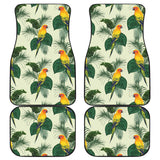 Beautiful Parrot Palm Leaves Pattern Front And Back Car Mats