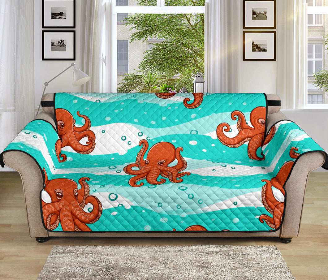 Octopuses sea wave background Sofa Cover Protector