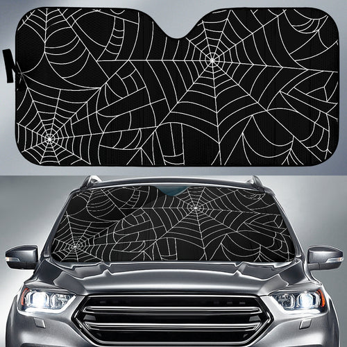 Spider Web Pattern Black Background White Cobweb Car Sun Shade