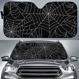Spider Web Pattern Black Background White Cobweb Car Sun Shade