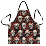 Red Snake Skull Pattern Adjustable Apron