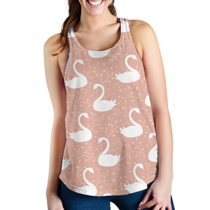 Swan flower light pink background Women Racerback Tank Top