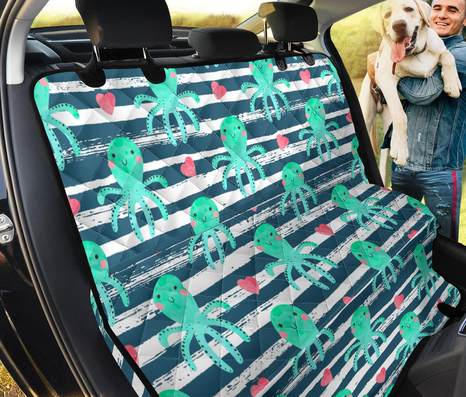 Cute Octopuses Heart Striped Background Dog Car Seat Covers