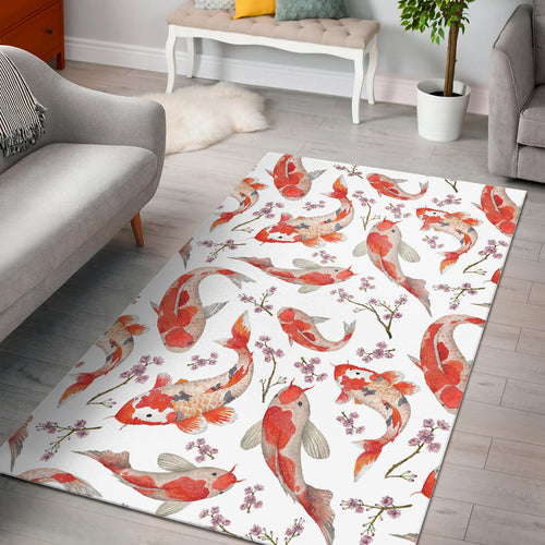 Watercolor Koi Fish Carp Fish Pattern Area Rug