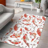 Watercolor Koi Fish Carp Fish Pattern Area Rug