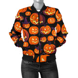 Halloween Pumpkin Pattern Women'S Bomber Jacket