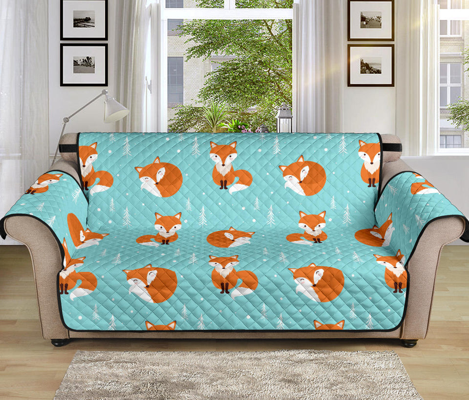 Fox pattern blue b ackground Sofa Cover Protector