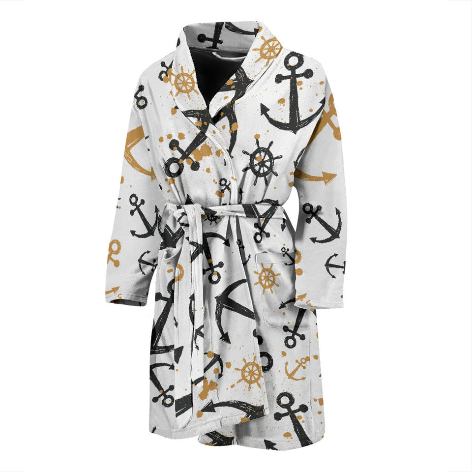 Anchors Rudders Pattern Men'S Bathrobe