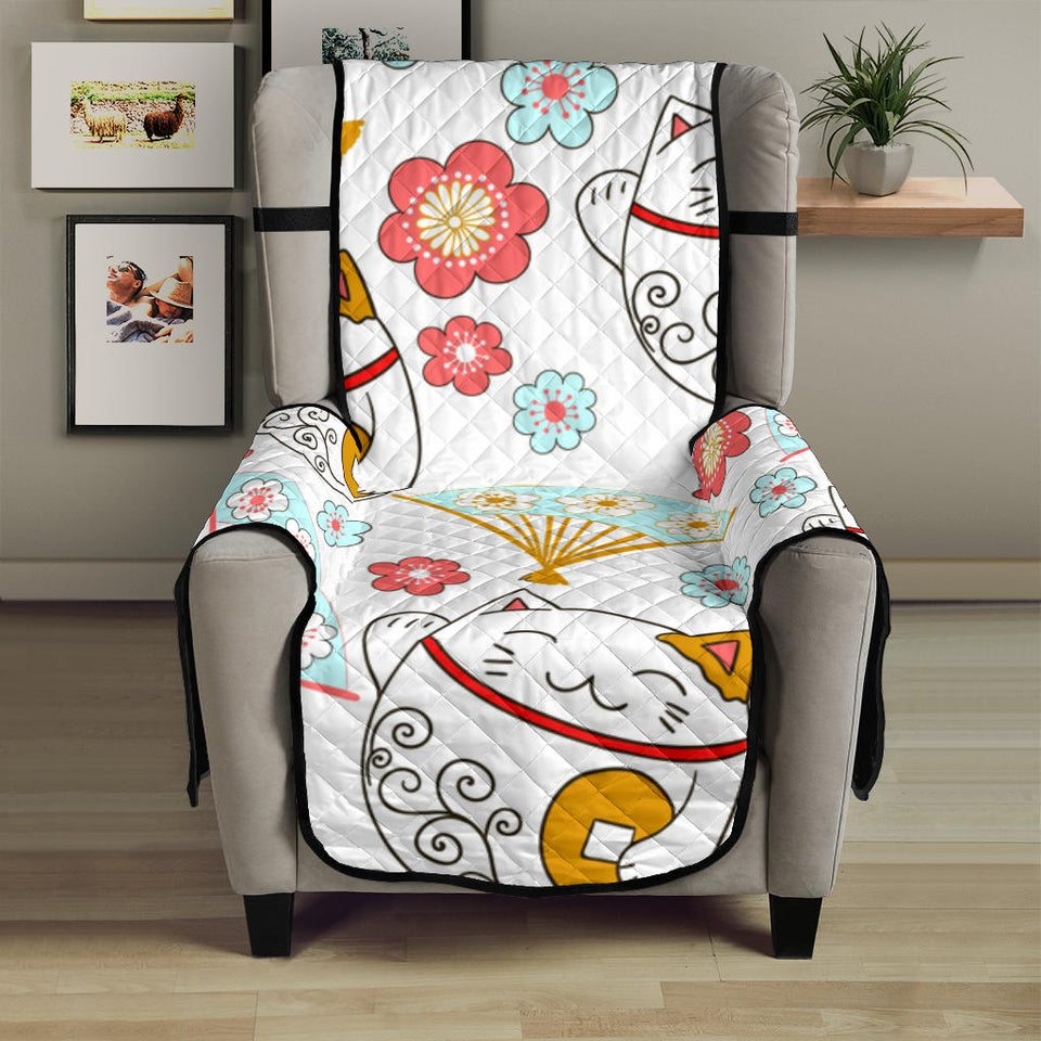 Maneki Neko Lucky Cat fan sakura Chair Cover Protector