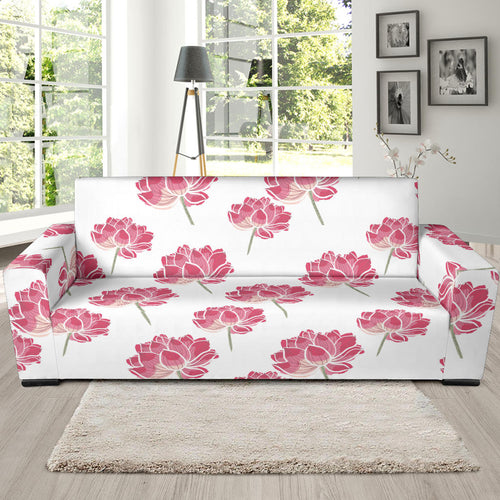 Pink Lotus Waterlily Pattern Sofa Slipcover