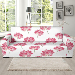 Pink Lotus Waterlily Pattern Sofa Slipcover