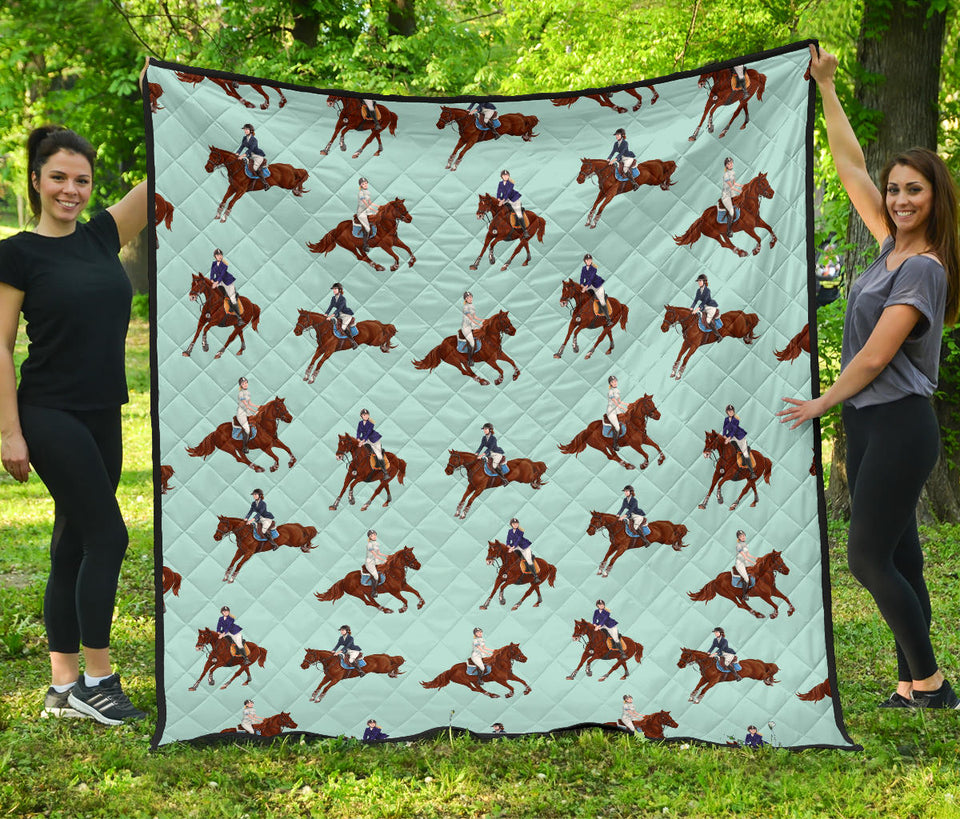 Horses Running Horses Rider Pattern Premium Quilt