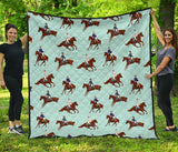 Horses Running Horses Rider Pattern Premium Quilt