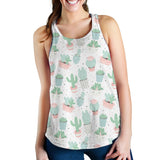 Pastel color cactus pattern Women Racerback Tank Top