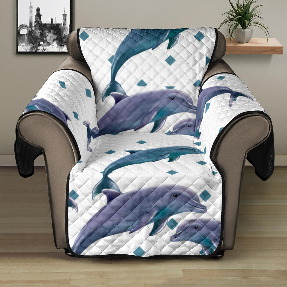 Dolphins pattern dotted background Recliner Cover Protector