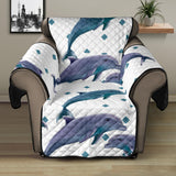 Dolphins pattern dotted background Recliner Cover Protector