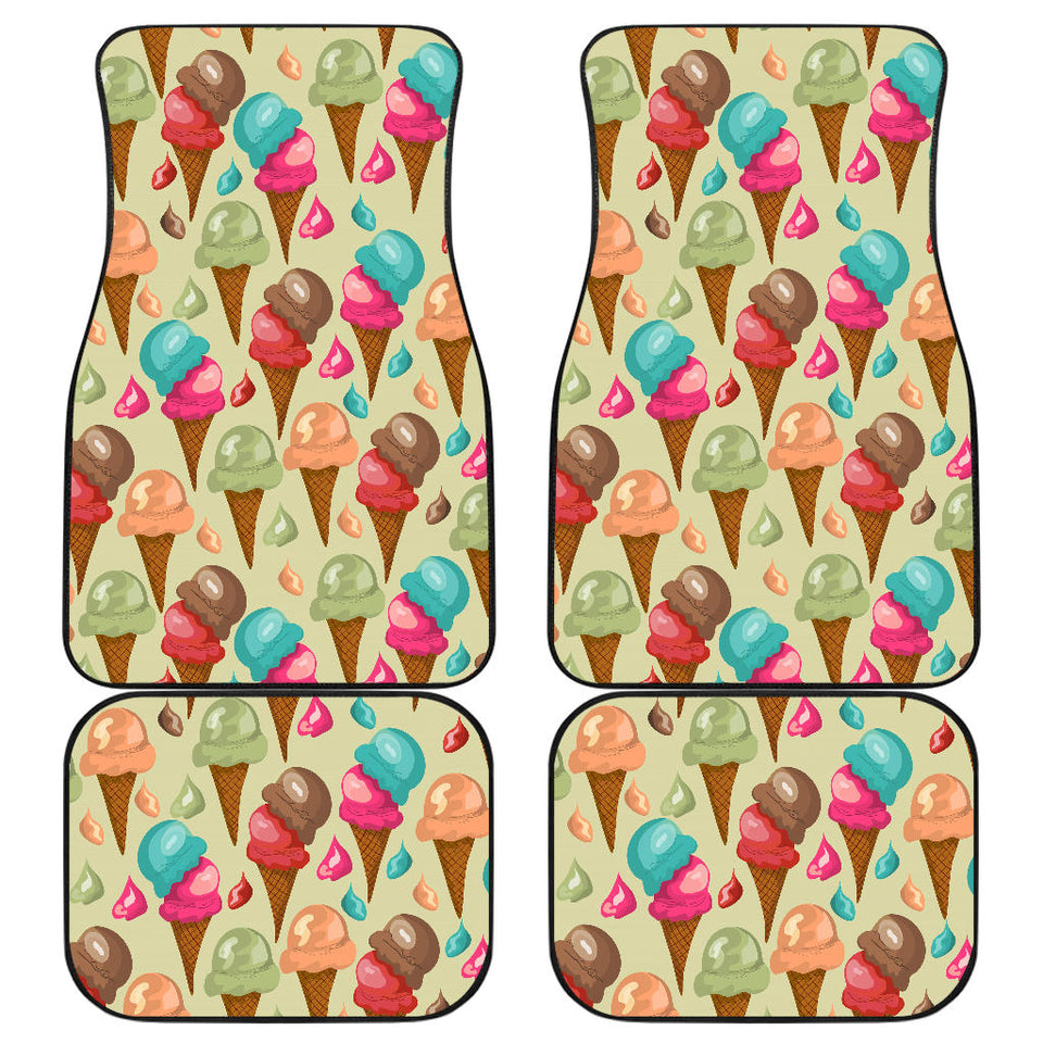 Colorful Ice Cream Pattern Front And Back Car Mats