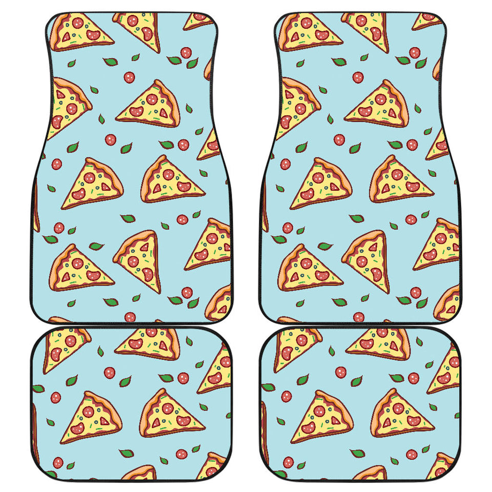 Hand Drawn Pizza Blue Background Front And Back Car Mats