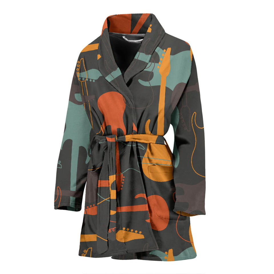 Electric Guitars Pattern Women'S Bathrobe