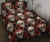 Red snake skull pattern Quilt Bed Set