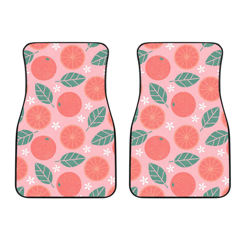 Grapefruit Leaves Flower Pink Background Front Car Mats