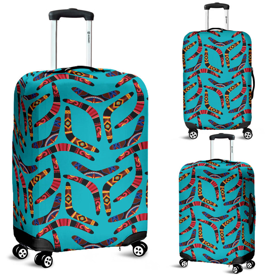 Boomerang Australian Aboriginal Ornament Blue Background Luggage Covers