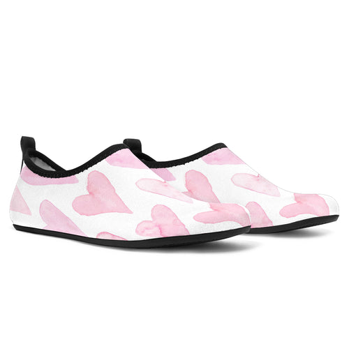 Watercolor Pink Heart Pattern Aqua Shoes